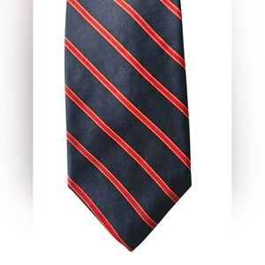 PAUL STUART Navy & Red Repp Stripe 100% Silk Tie
